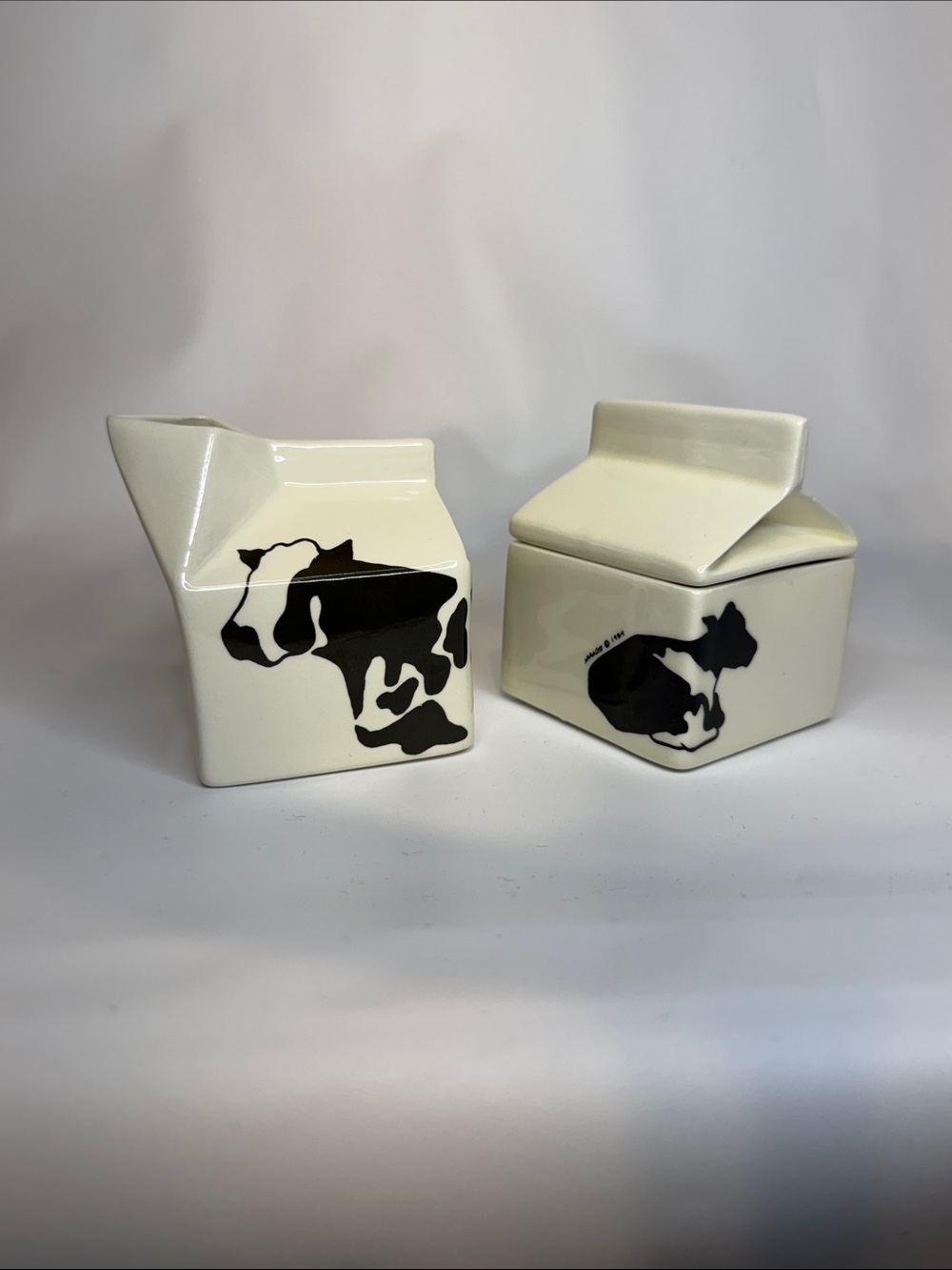 Vintage 1984 "Holsteins by Margo" Ceramic Sugar & Creamer Set